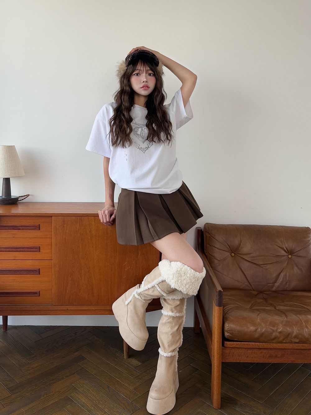 モデル:163cm(着用サイズ:FREE 着用カラー:WHT)