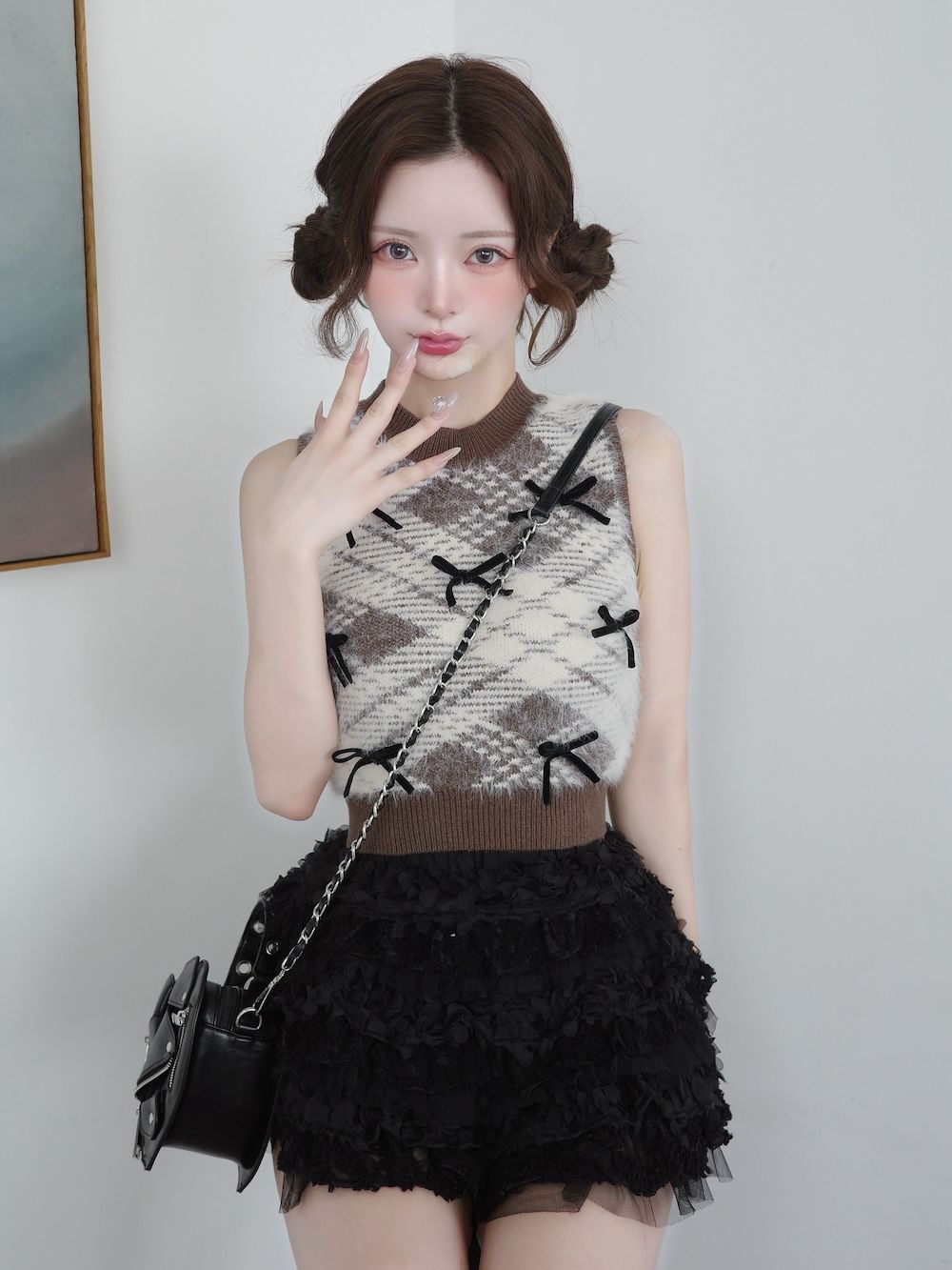 モデル:158cm(着用サイズ:FREE 着用カラー:BRN)