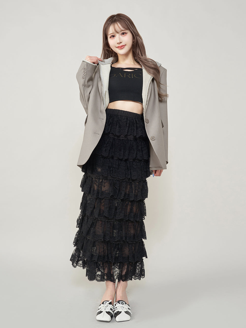 モデル:165cm(着用サイズ:FREE 着用カラー:GRY)