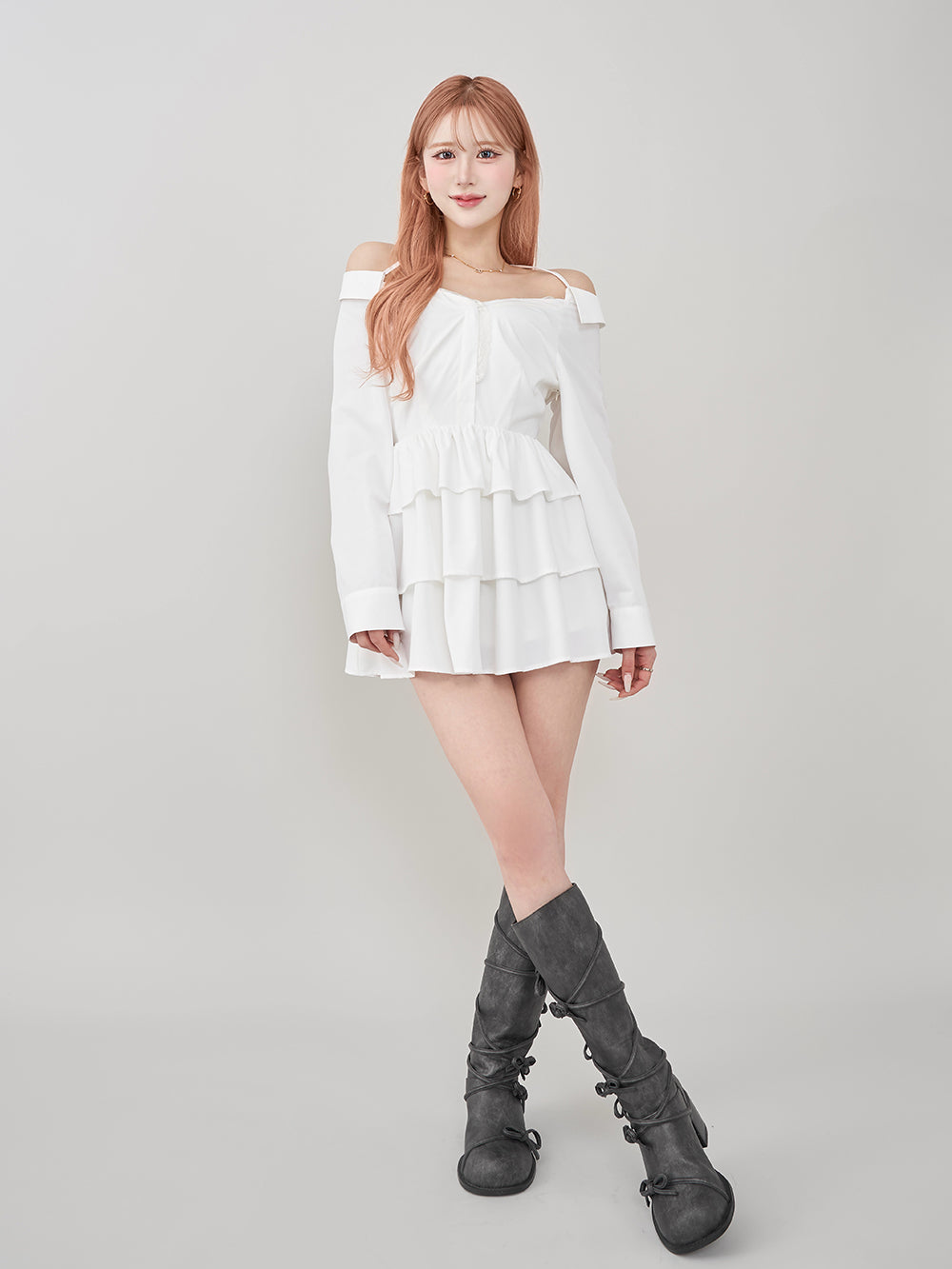 モデル:165cm(着用サイズ:FREE 着用カラー:WHT)