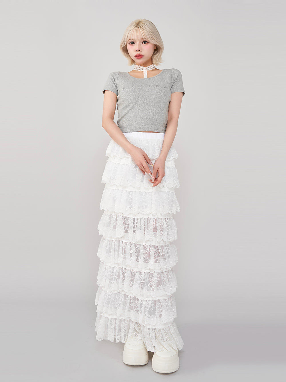 モデル:155cm(着用サイズ:L 着用カラー:WHT)