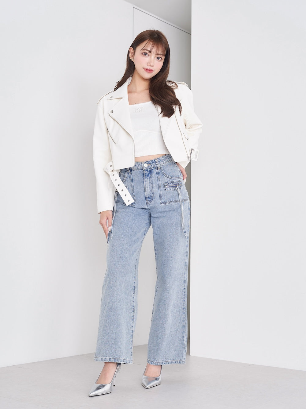 モデル:163cm(着用サイズ:FREE 着用カラー:WHT)