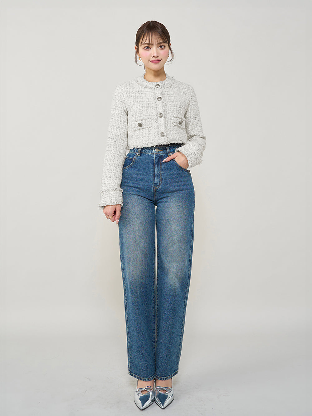 モデル:163cm(着用サイズ:FREE 着用カラー:WHT)