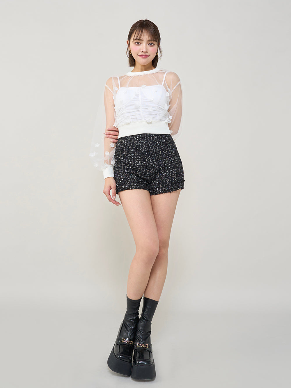 モデル:163cm(着用サイズ:S 着用カラー:BLK)