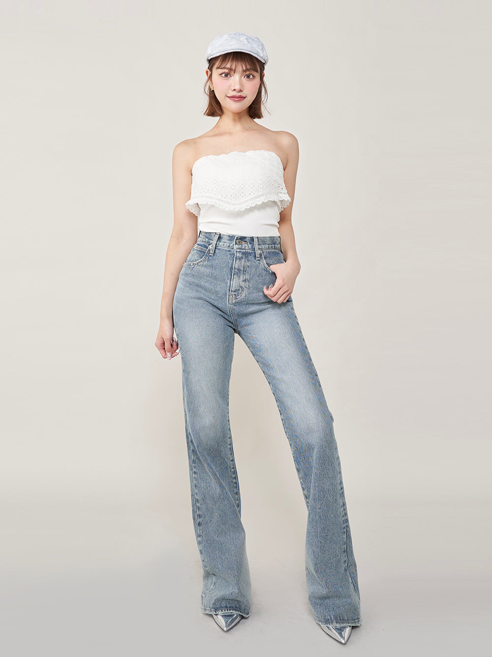 モデル:163cm(着用サイズ:FREE 着用カラー:WHT)
