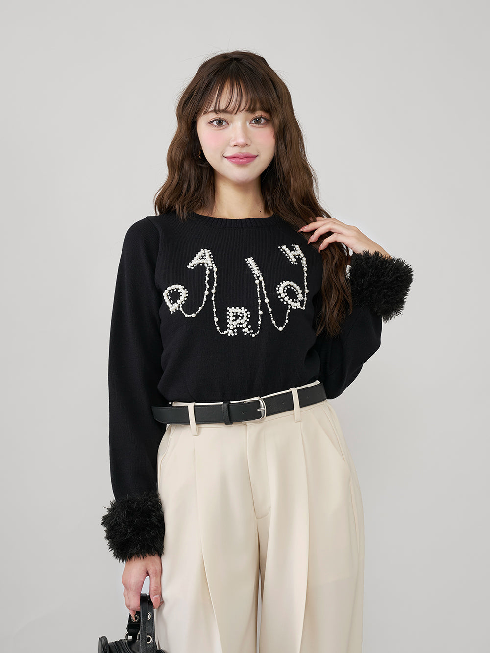 DARICHロゴパールニットトップス - blk