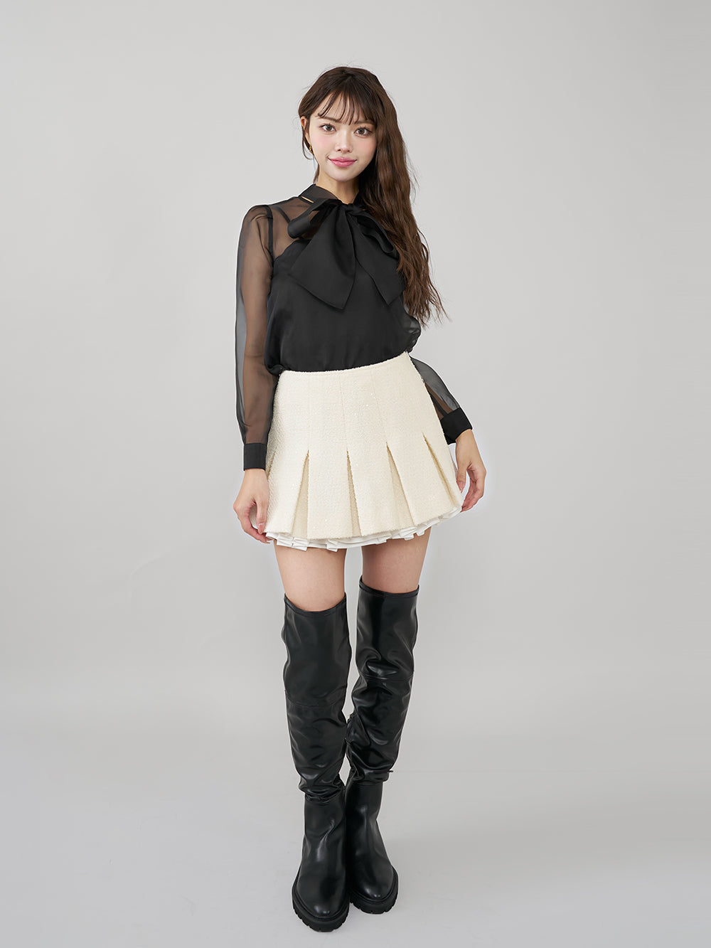 モデル:163cm(着用サイズ:FREE 着用カラー:BLK)