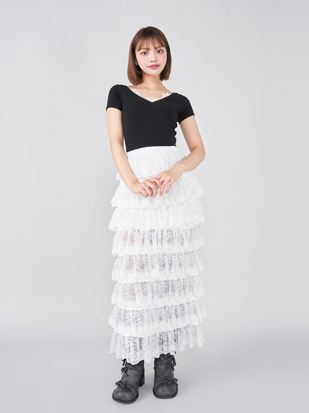 モデル:163cm(着用サイズ:FREE 着用カラー:BLK)