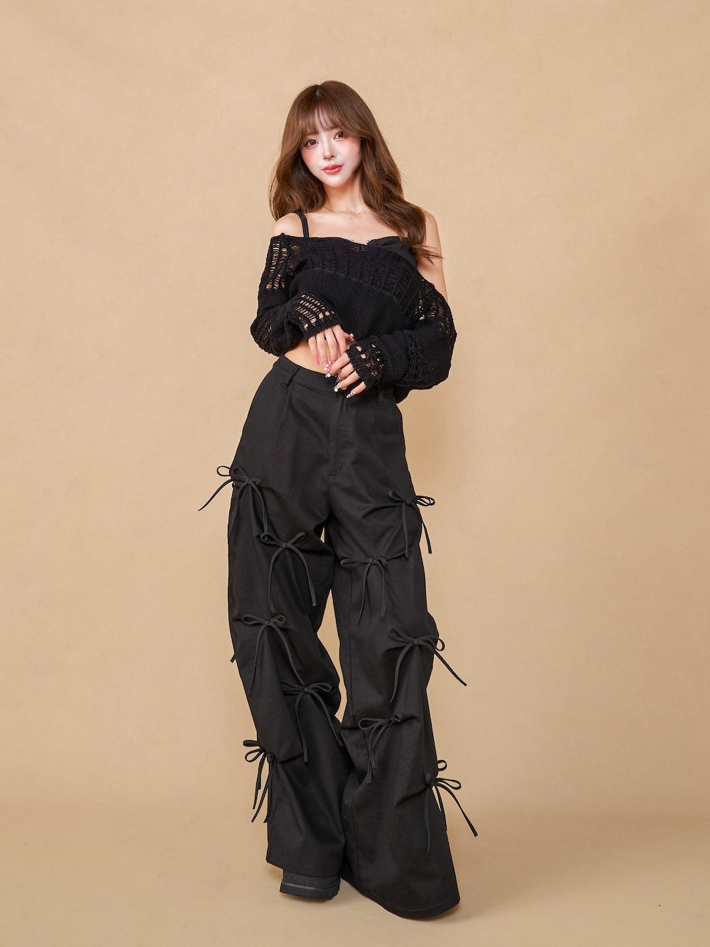 モデル:158cm(着用サイズ:S 着用カラー:BLK)