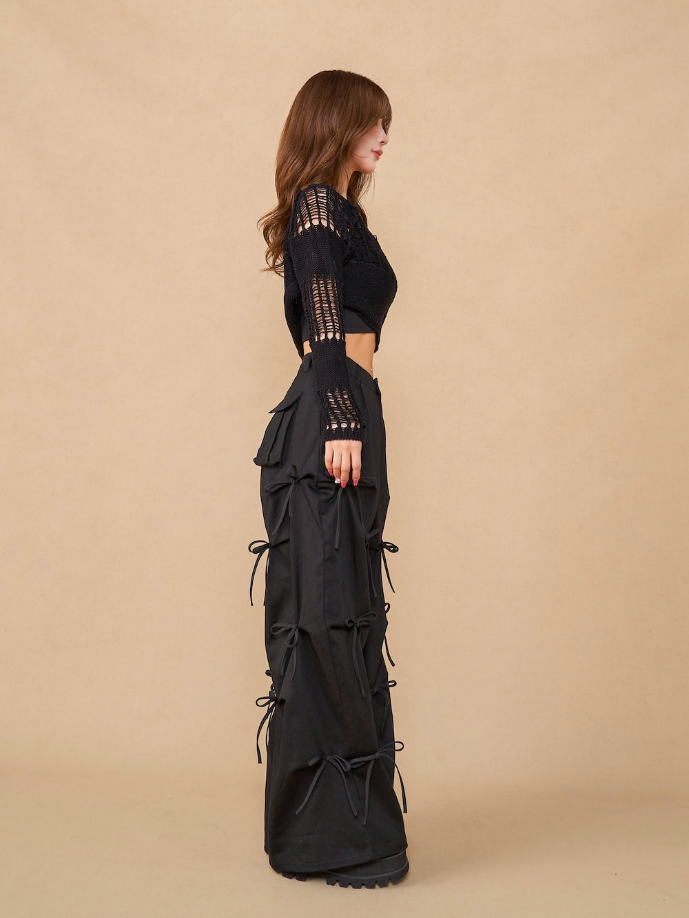 モデル:158cm(着用サイズ:S 着用カラー:BLK)