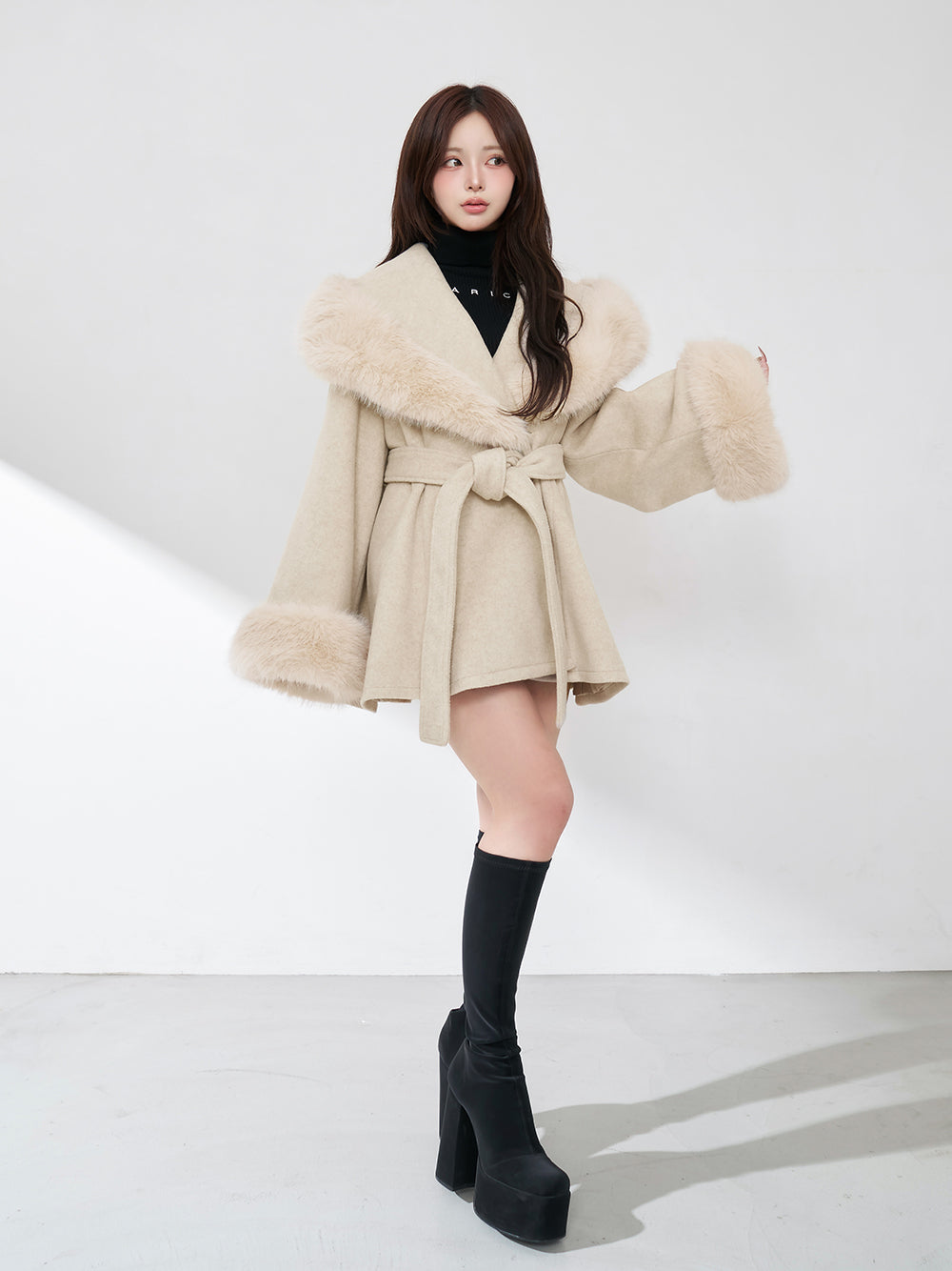 モデル:158cm(着用サイズ:FREE 着用カラー:BEG)
