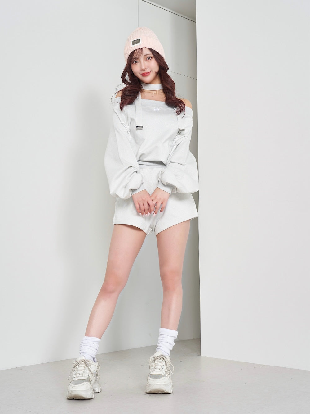 モデル:158cm(着用サイズ:FREE 着用カラー:WHT)