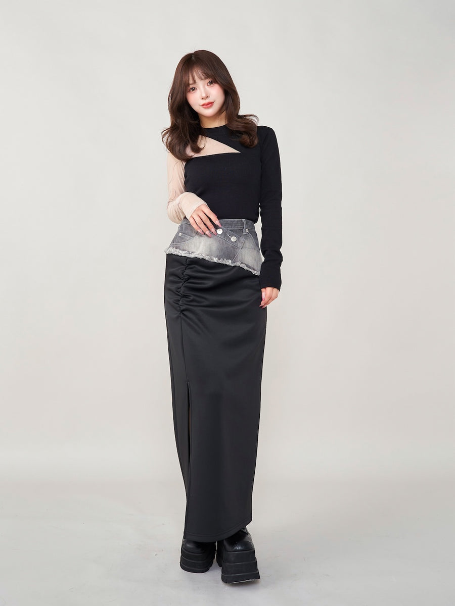 モデル:158cm(着用サイズ:FREE 着用カラー:BLK)