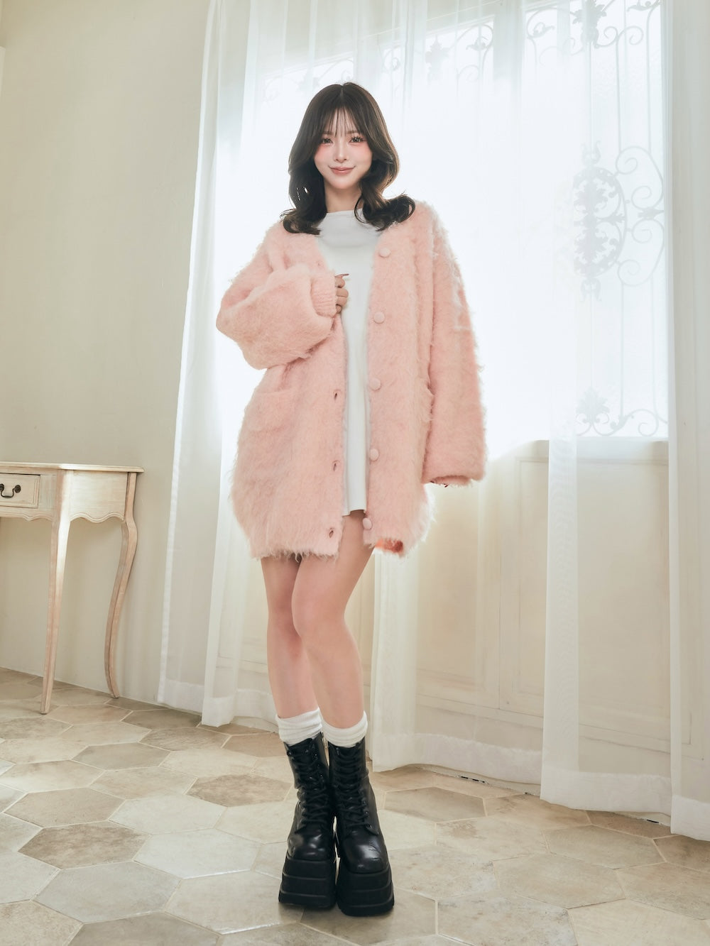 モデル:158cm(着用サイズ:FREE 着用カラー:PNK)