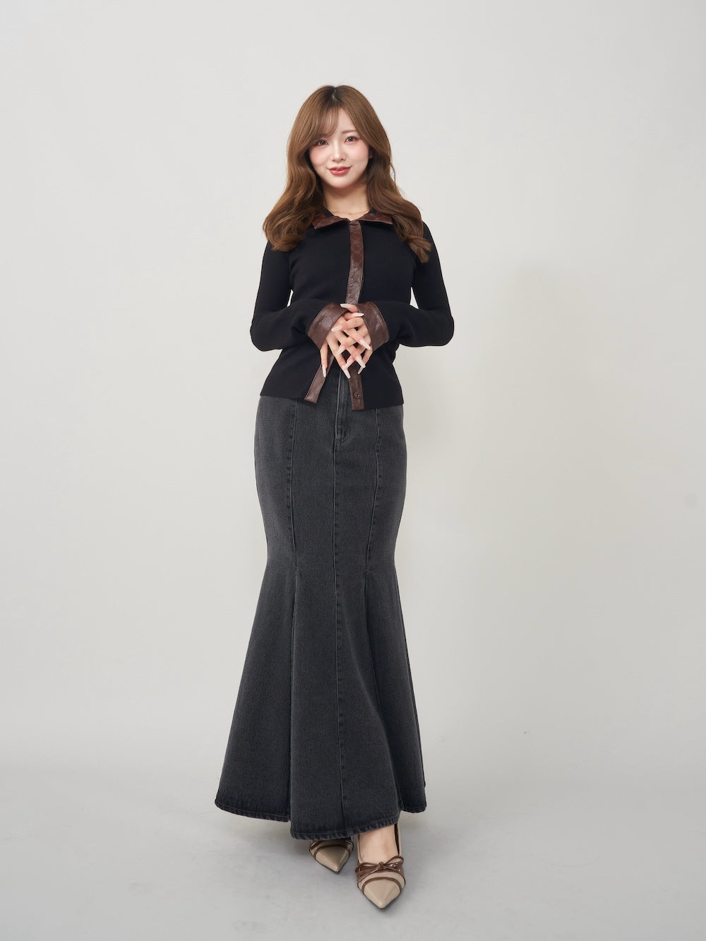 モデル:158cm(着用サイズ:FREE 着用カラー:BLK)
