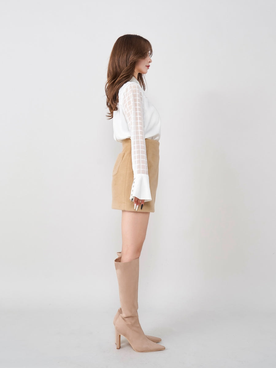 モデル:158cm(着用サイズ:FREE 着用カラー:WHT)