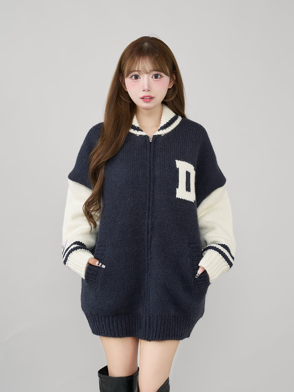 モデル:158cm(着用サイズ:FREE 着用カラー:NVY)