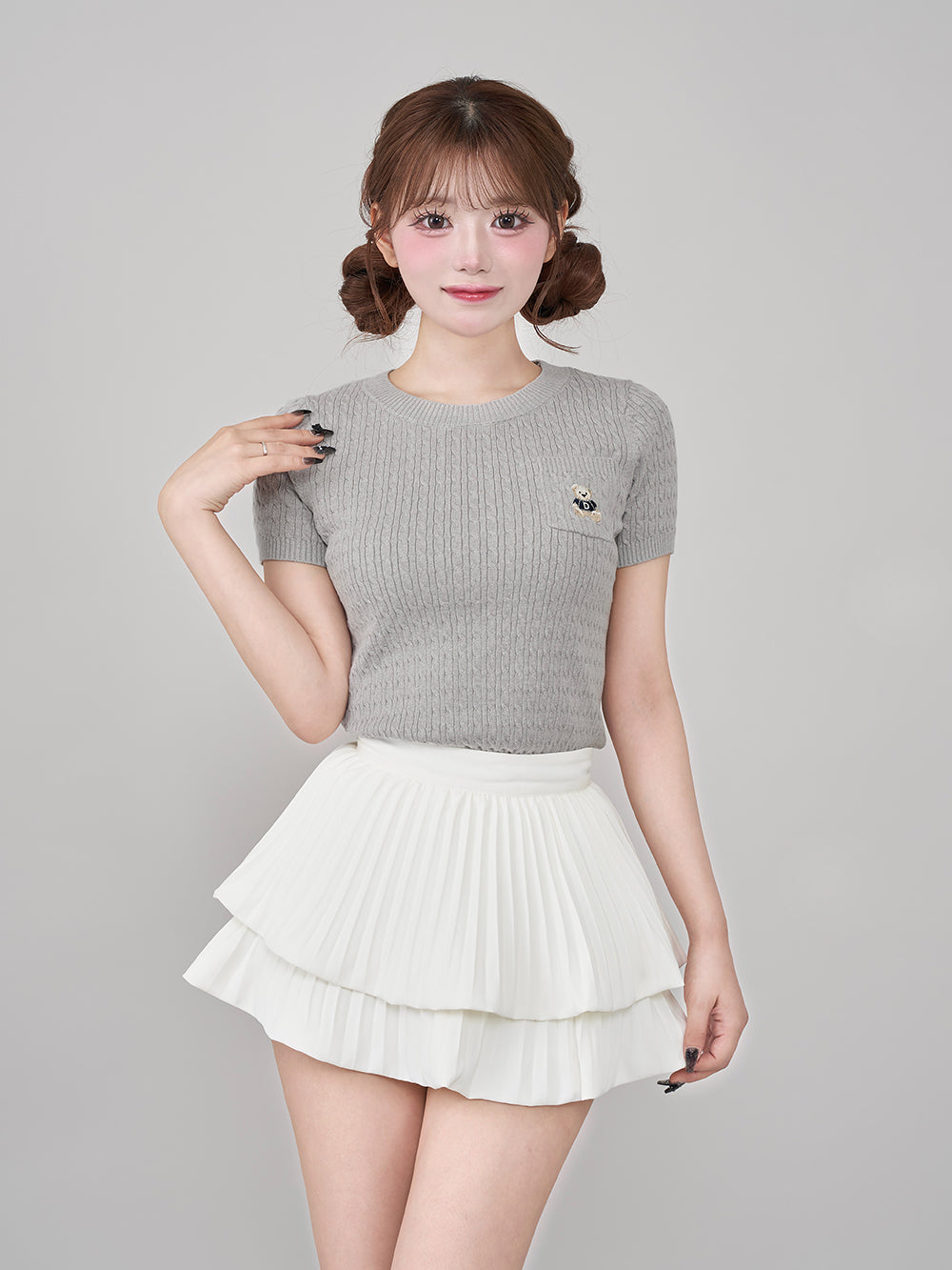 モデル:158cm(着用サイズ:FREE 着用カラー:GRY)