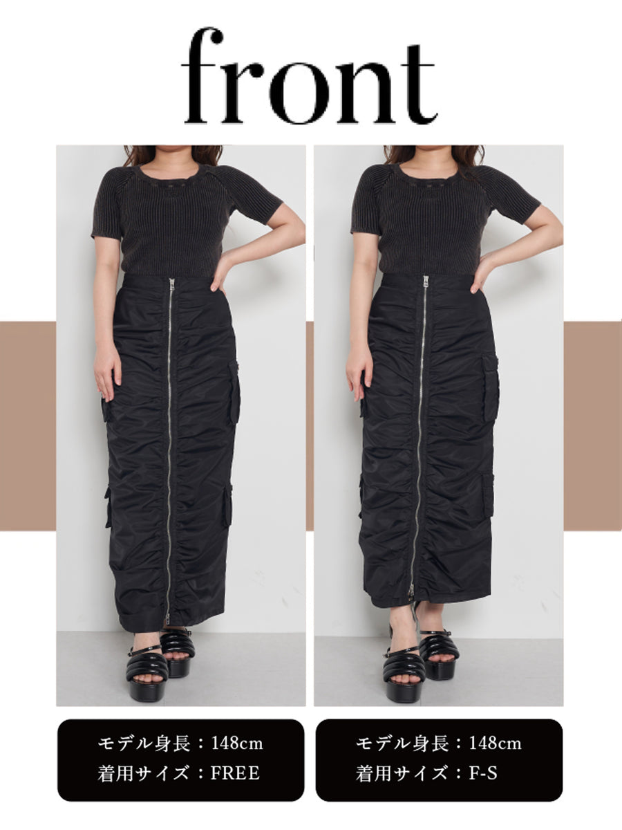 モデル:148cm(着用サイズ:F-S/FREE 着用カラー:BLK)