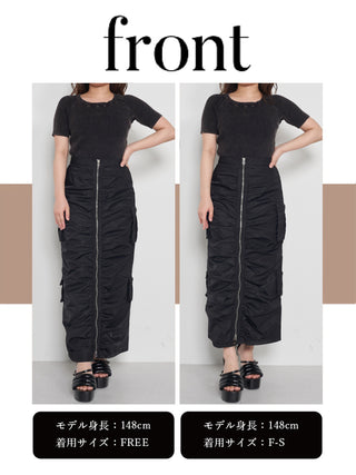 モデル:148cm(着用サイズ:F-S/FREE 着用カラー:BLK)