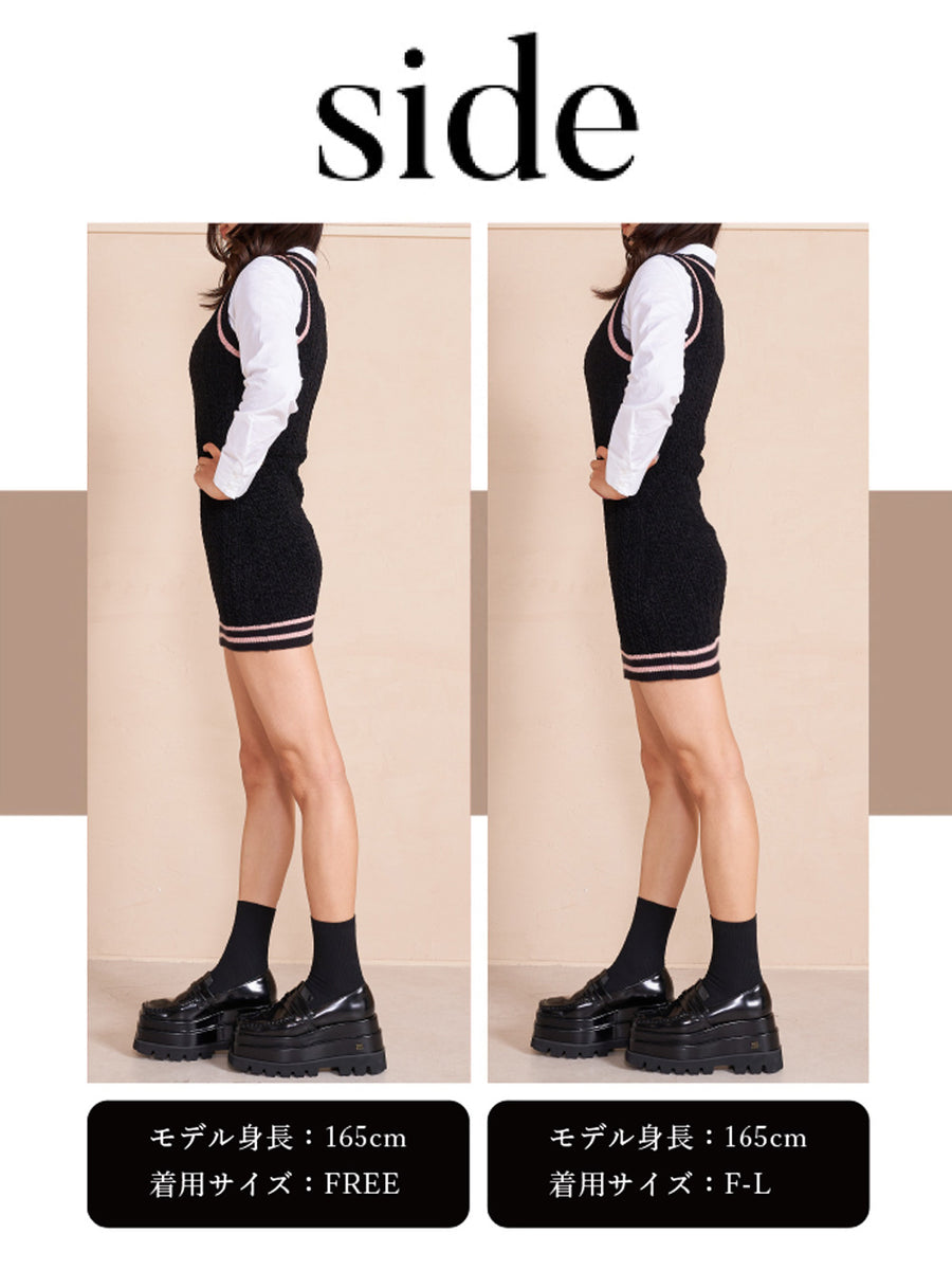 モデル:165cm(着用サイズ:FREE/F-L 着用カラー:BLK)