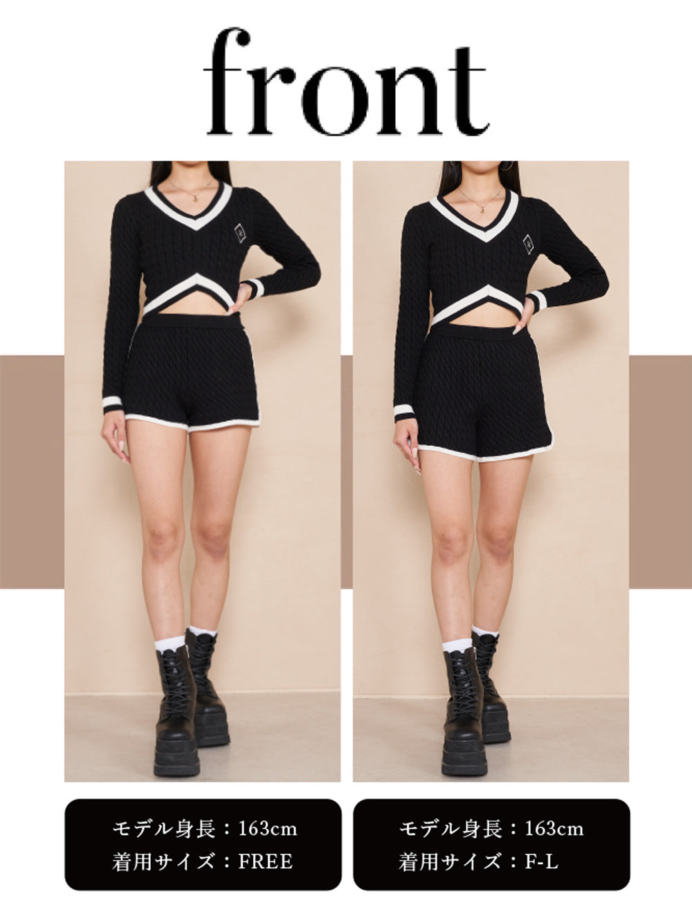 モデル:163cm(着用サイズ:FREE/F-L 着用カラー:BLK)
