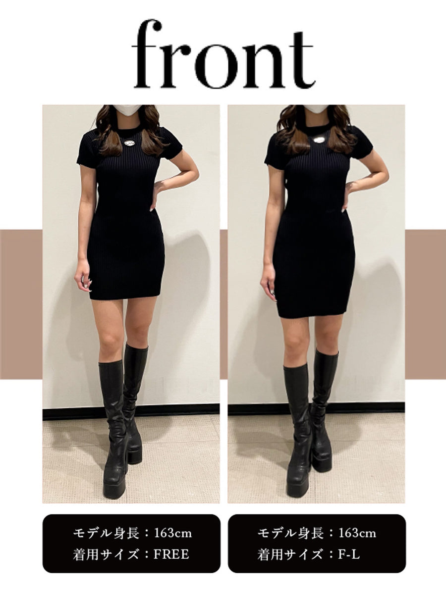 エンブレムリブニットミニワンピース