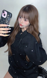モデル:158cm(着用サイズ:FREE 着用カラー:BLK)