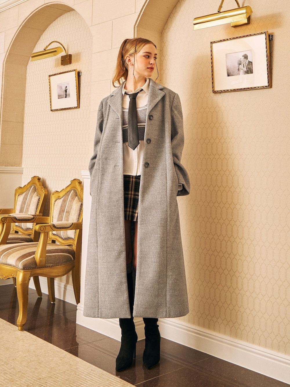 モデル:173cm(着用サイズ:FREE 着用カラー:GRY)