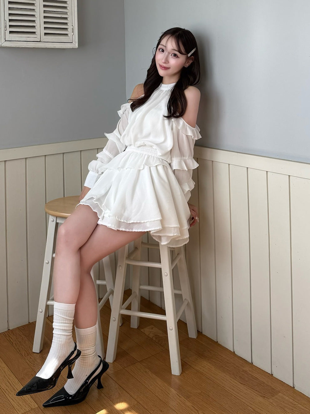 モデル:156cm(着用サイズ:FREE 着用カラー:WHT)