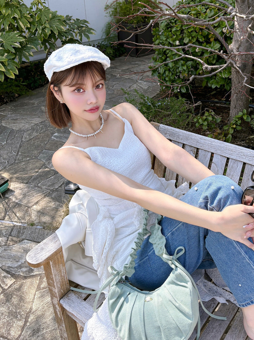 モデル:163cm(着用サイズ:FREE 着用カラー:WHT)