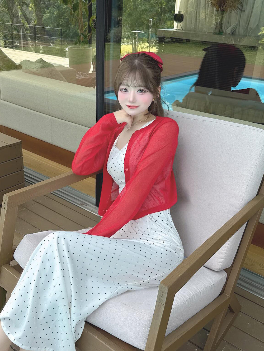 モデル:158cm(着用サイズ:FREE 着用カラー:WHT)
