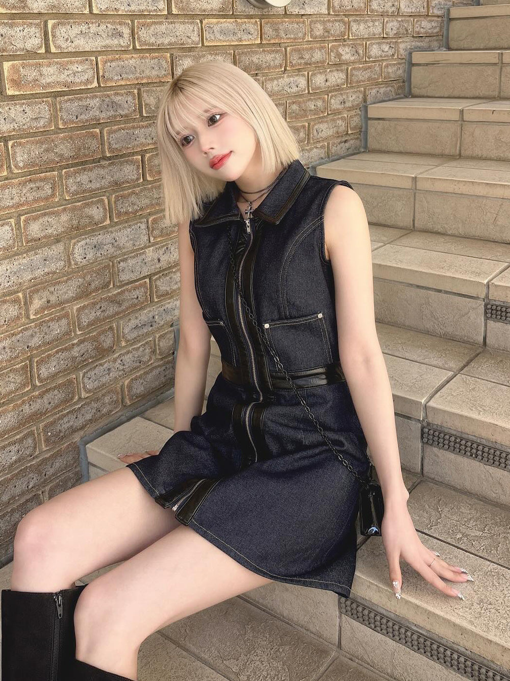 モデル:155cm(着用サイズ:FREE 着用カラー:IND)