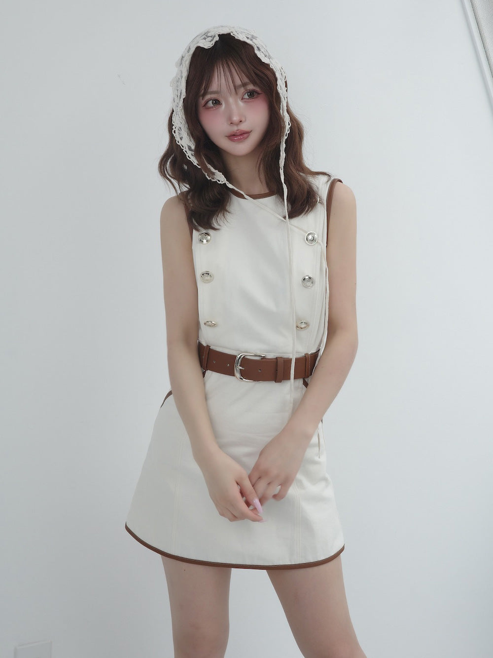 モデル:158cm(着用サイズ:FREE 着用カラー:IVO)