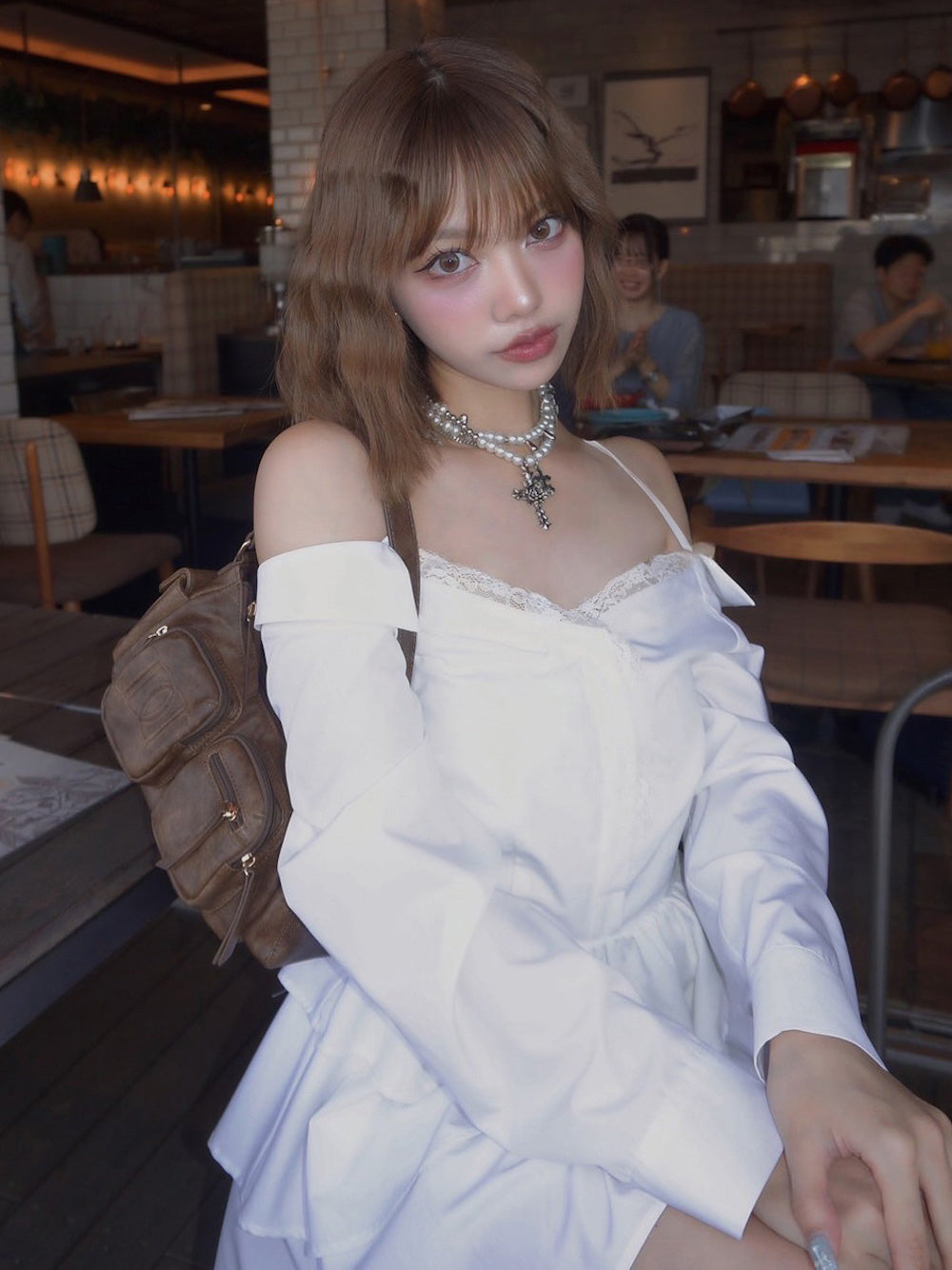 モデル:158cm(着用サイズ:FREE 着用カラー:WHT)