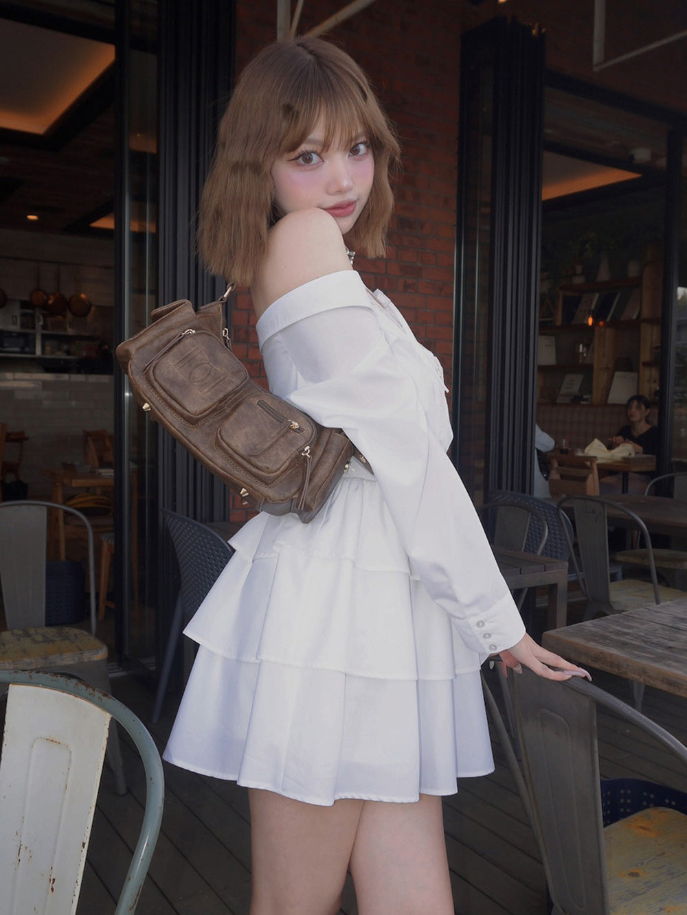 モデル:158cm(着用サイズ:FREE 着用カラー:WHT)