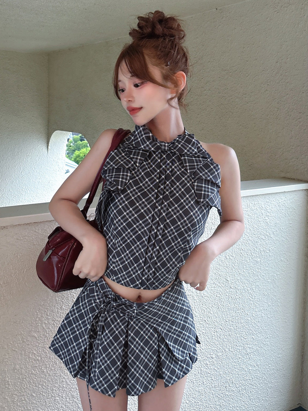 モデル:158cm(着用サイズ:FREE 着用カラー:GRY)