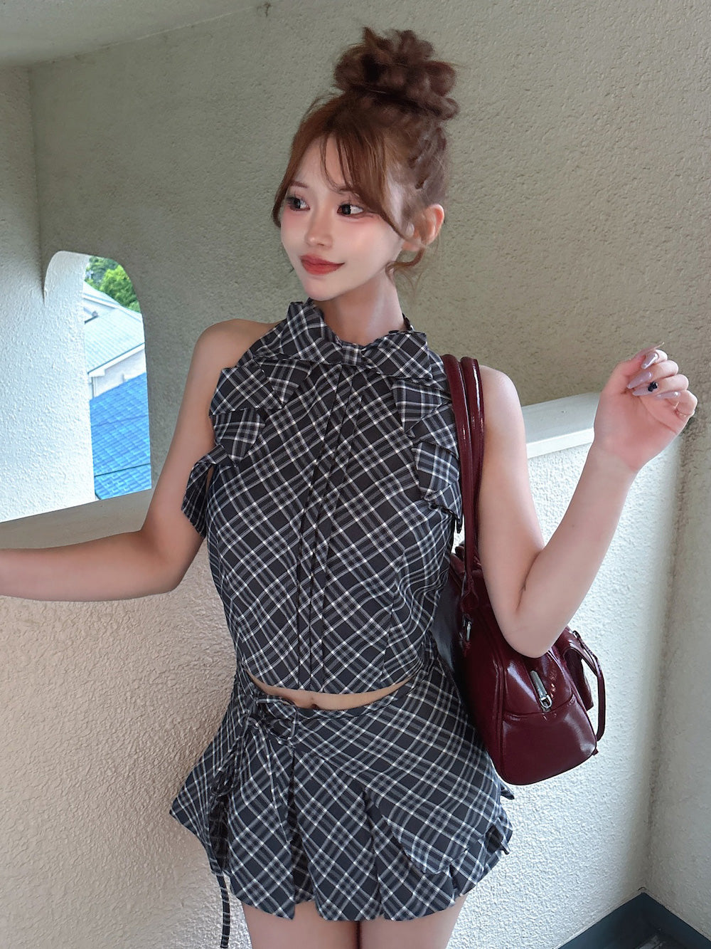 モデル:158cm(着用サイズ:FREE 着用カラー:GRY)