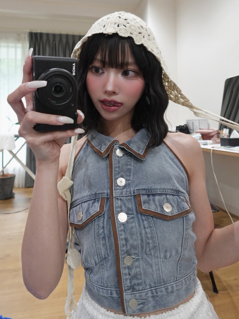 モデル:163cm(着用サイズ:FREE 着用カラー:BLU)