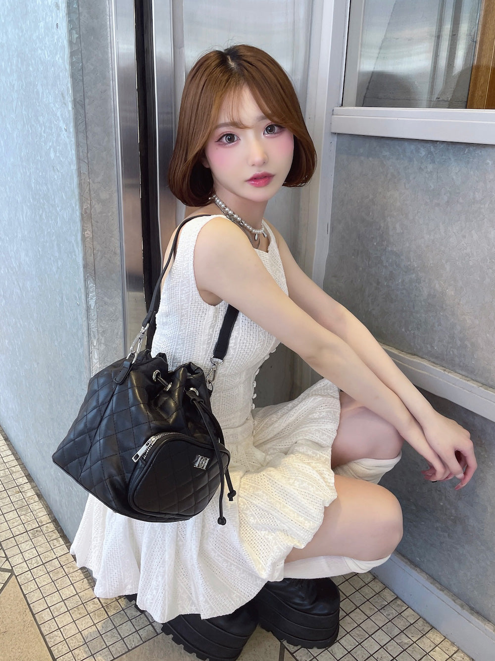 モデル:158cm(着用サイズ:FREE 着用カラー:WHT)