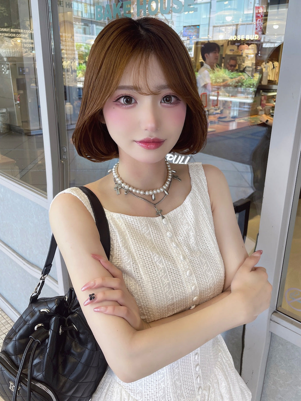 モデル:158cm(着用サイズ:FREE 着用カラー:WHT)