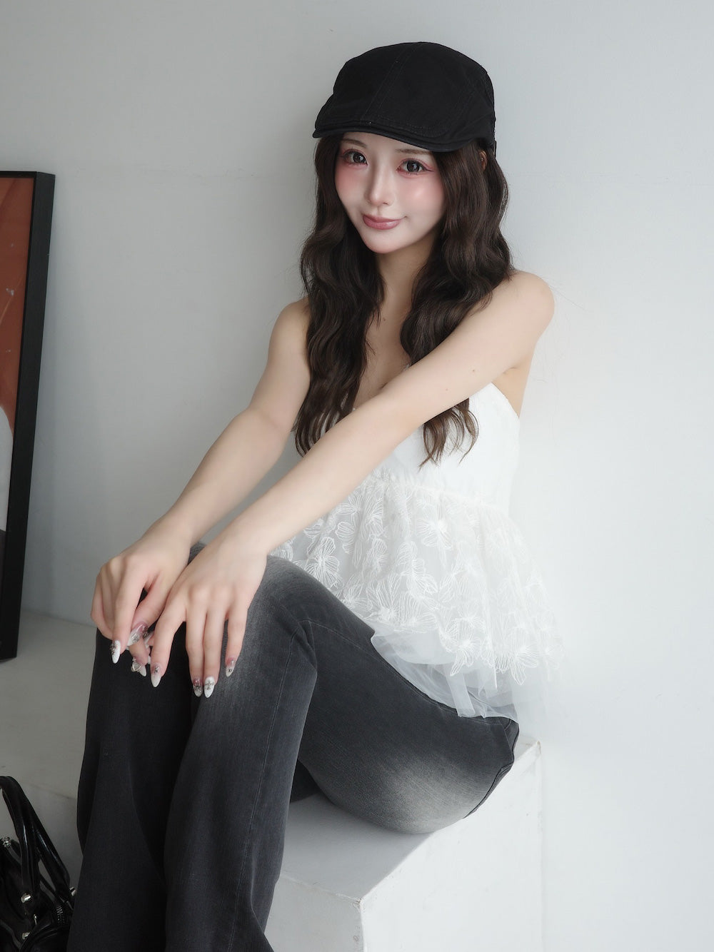 モデル:158cm(着用サイズ:FREE 着用カラー:WHT)