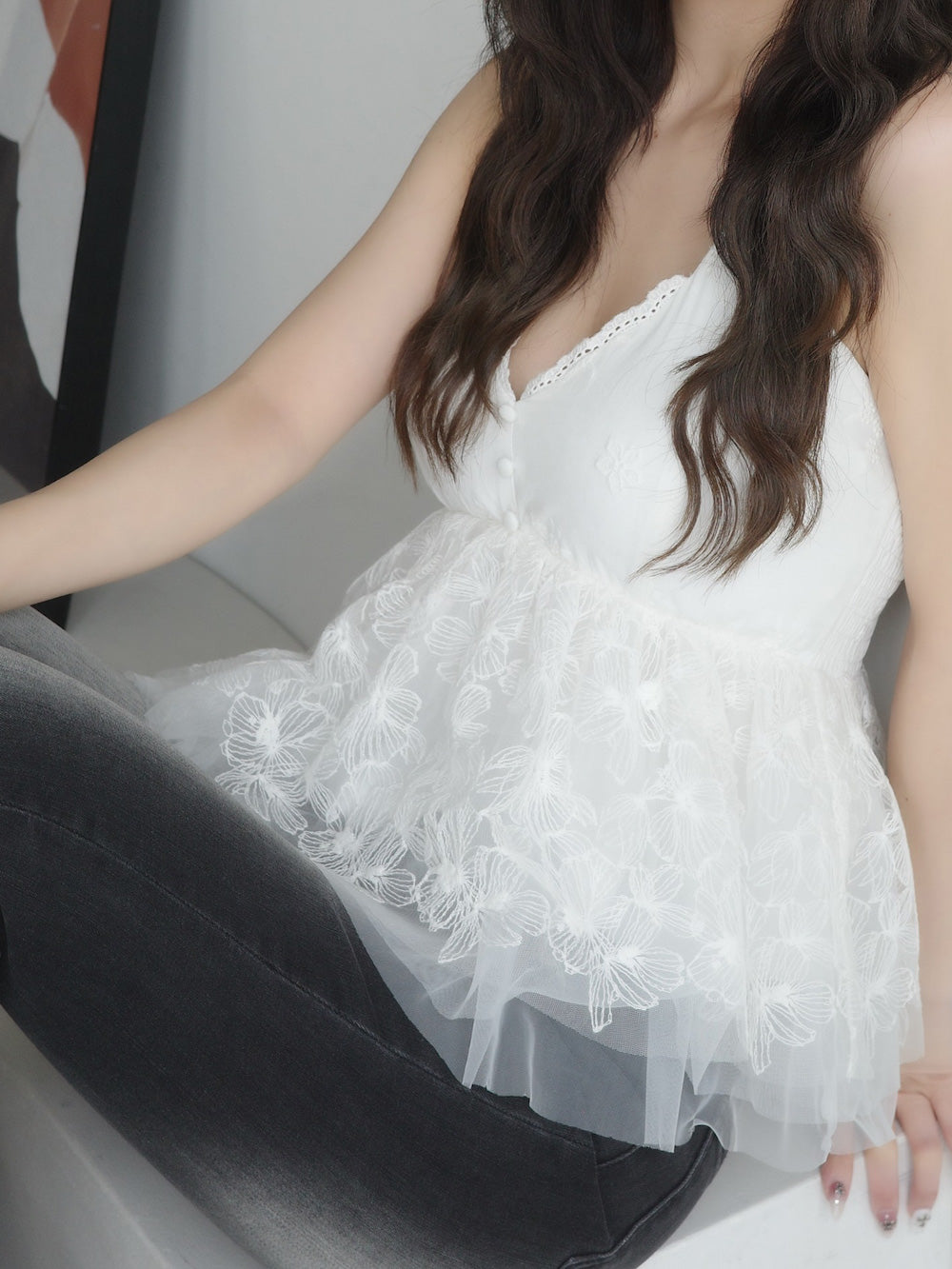 モデル:158cm(着用サイズ:FREE 着用カラー:WHT)