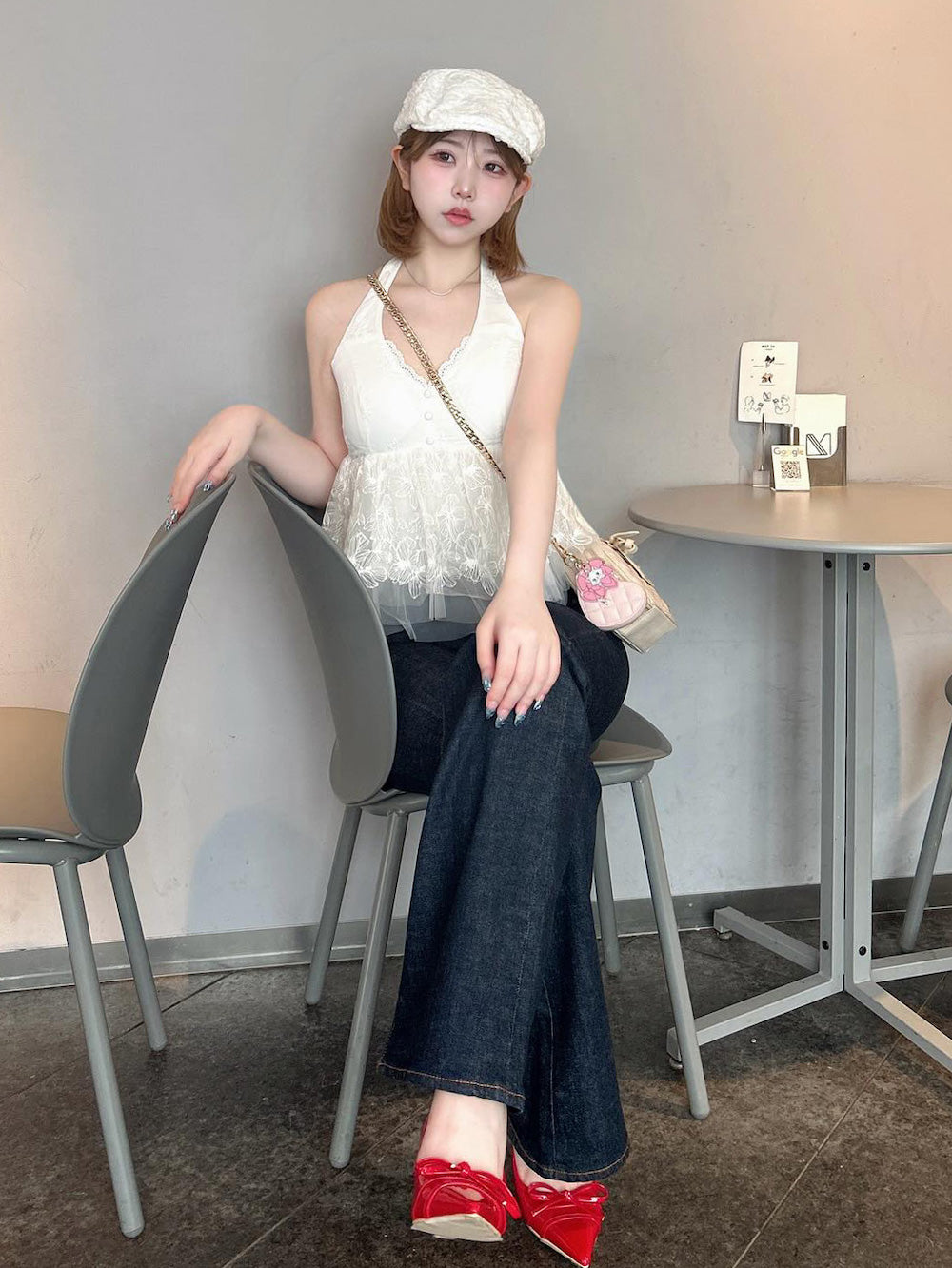 モデル:164cm(着用サイズ:FREE 着用カラー:WHT)