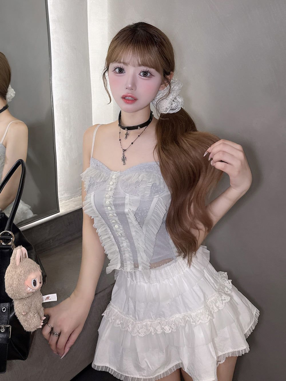 モデル:158cm(着用サイズ:FREE 着用カラー:WHT)