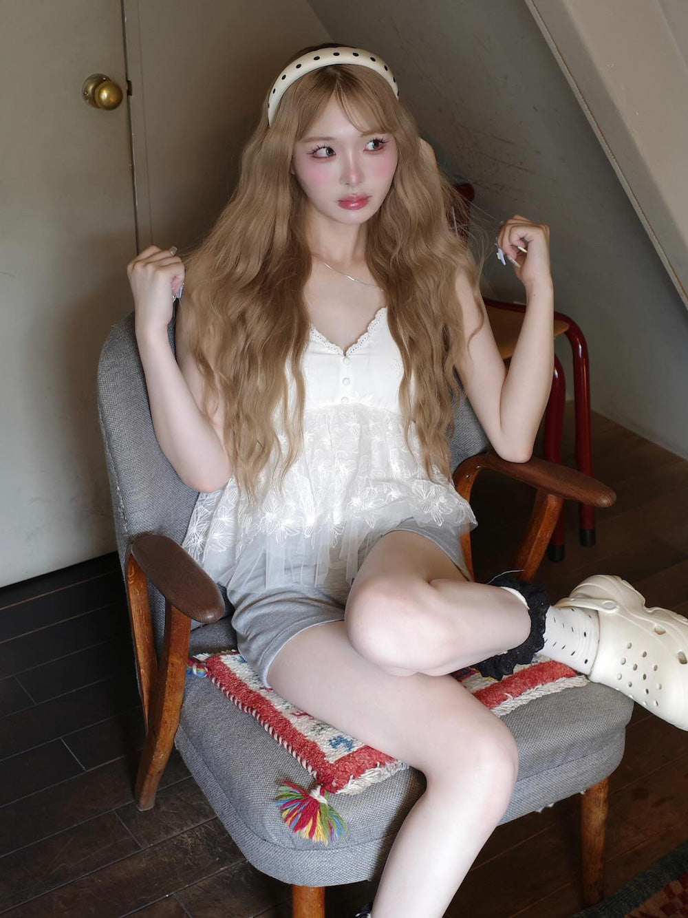 モデル:163cm(着用サイズ:FREE 着用カラー:WHT)