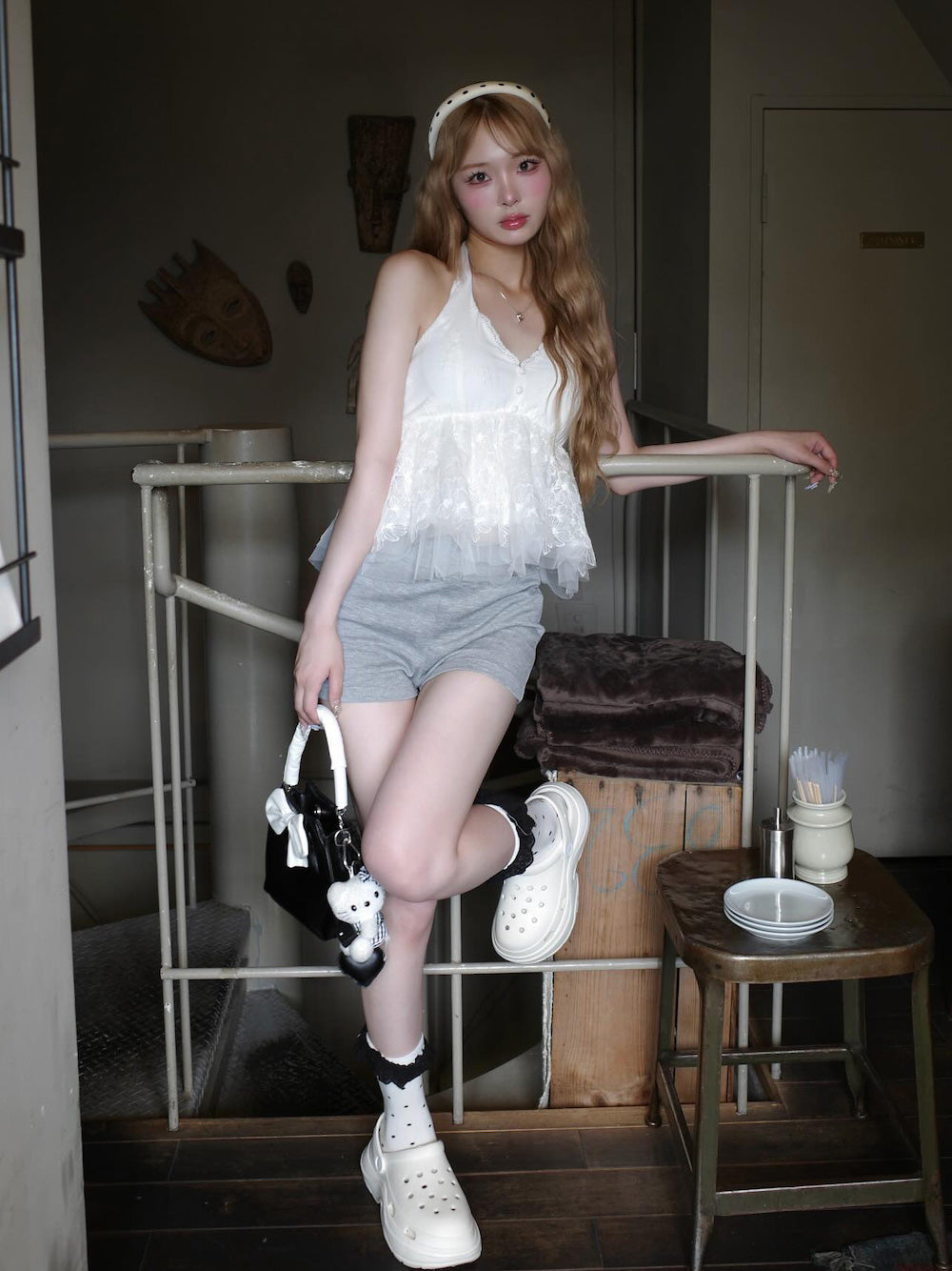 モデル:163cm(着用サイズ:FREE 着用カラー:WHT)