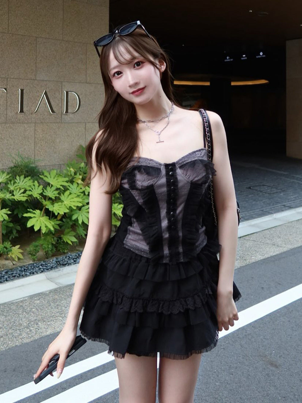 モデル:160cm(着用サイズ:FREE 着用カラー:BLK)