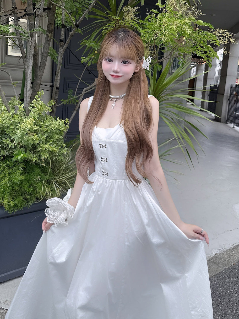 モデル:158cm(着用サイズ:FREE 着用カラー:WHT)