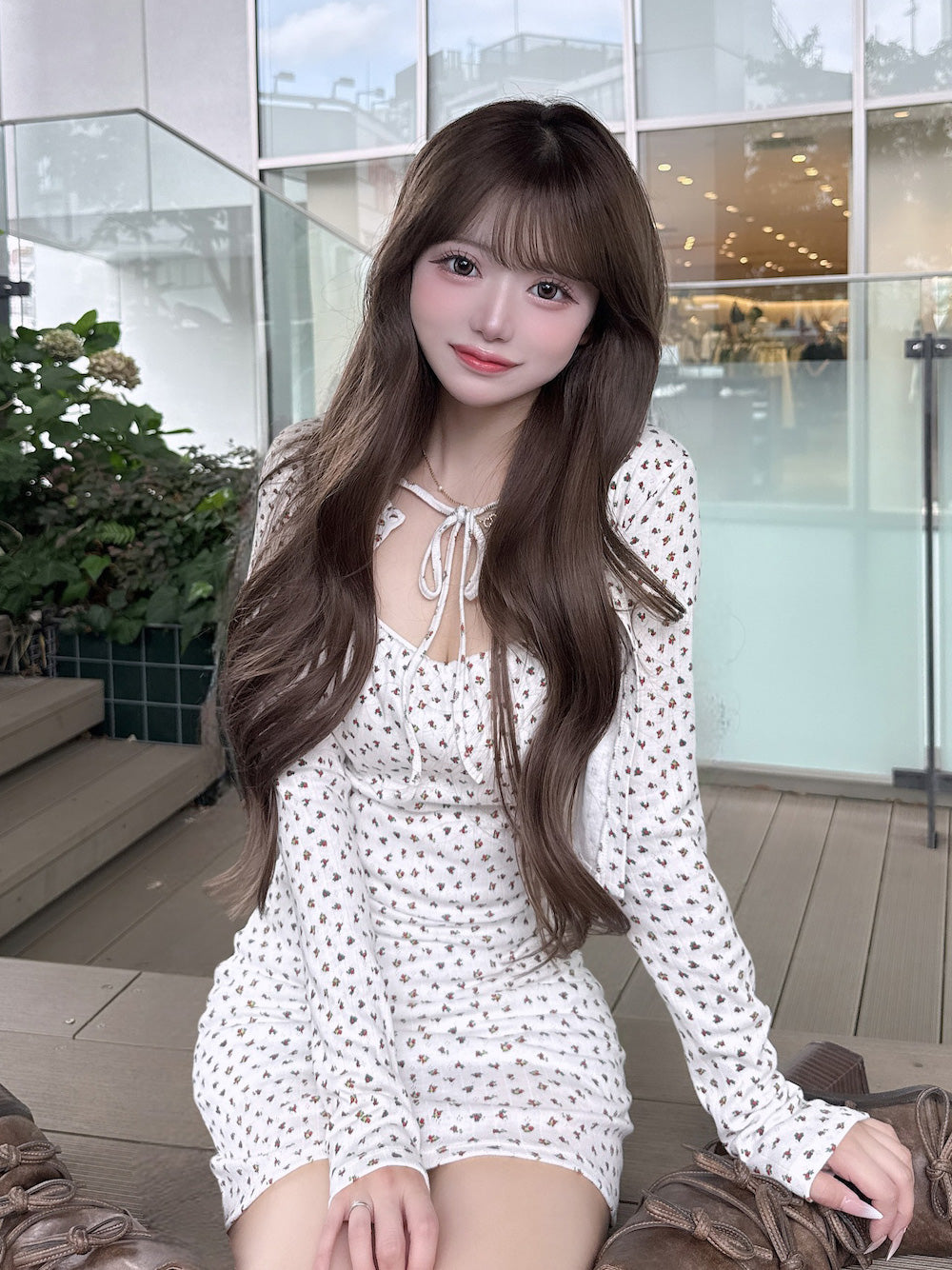 モデル:158cm(着用サイズ:FREE 着用カラー:WHT)